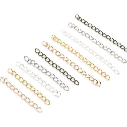 100pcs/lot 50mm 70mm Necklace Extension Chain Bulk Bracelet Extended Chains Tail Extender For DIY Jewelry Making Findings
