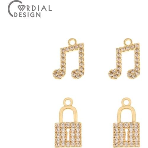 Cordial Design 30Pcs Jewelry Accessories/Pendant For Necklace/Genuine Gold Plating/Hand Made/CZ Charms/DIY/Earring Findings