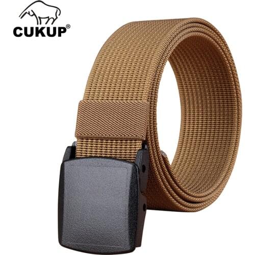 CUKUP Quality Design Leisure Striped Nylon Belt Jeans Accessories Hard Plastic Buckle Casual Belts for Men Many Colour CBCK222