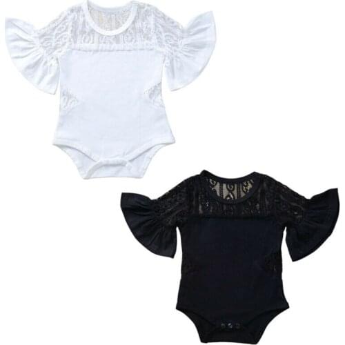 Baby Bodysuit 2020 Toddler Baby Girl Short Sleeve Bodysuits Jumpsuit Lace Sleeve Outfits Clothes 0-24M