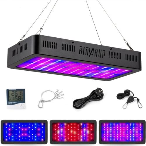 1200W Phyto lamp for plants with Double Switch Grow Light with Adjustable Rope Thermometer Humidity Monitor for Indoor Plant Veg