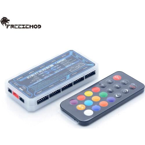FREEZEMOD PC Water Cooler 5V 3PIN Remote With 10 Fans 2 RGB Hub Controller A-RGB motherboard AURA SYNC full color rainbow remote