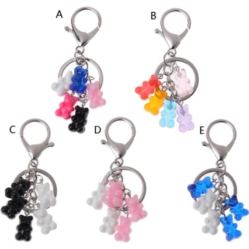 Gummy Bear Keychain Flatback Candy Bear Resin Pendant Charms Colorful Handbag Keyring for women Fashion Jewelry