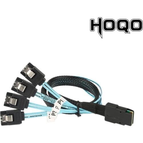 Sata Cable Mini-SAS SFF-8087 to 4 SATA Cable Mini SAS 4i SFF8087 36P To 4 SATA 7P Cable 12Gbps 50cm Hard Drive Data 100cm