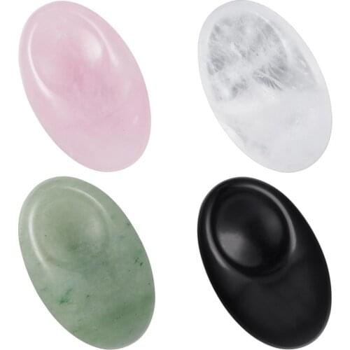 TUMBEELLUWA Oval Thumb Worry Stone Pocket Palm Stones Natural Reiki Crystal Therapy Geometry Energy Smooth Gemstone for Anxiety