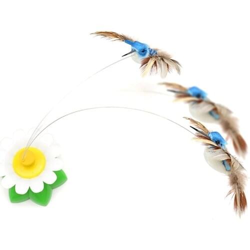 Flying Bird Electric Rotating Cats Toy Sticks Toys Universal Cat Interactive Elastic Feather Teaser Toy Attractive Pet Toy