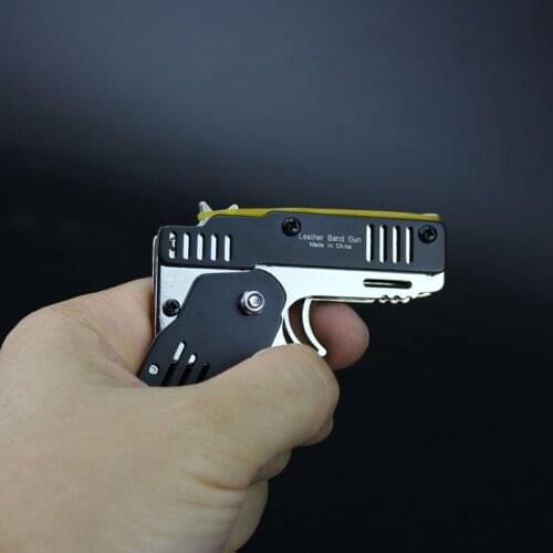 All Metal Mini Can Be Folded As A Key Ring Rubber Band Gun Childrens Gift Toy Rubber Toy Pistol Toy Gun