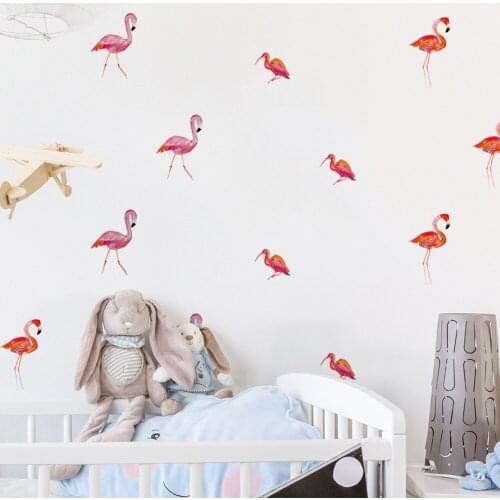 Cute leaf Flamingo Animal Plant Wall Sticker Animals Decals Colorful Kindergarten for Nursery Home Decor Boy Girl Gift