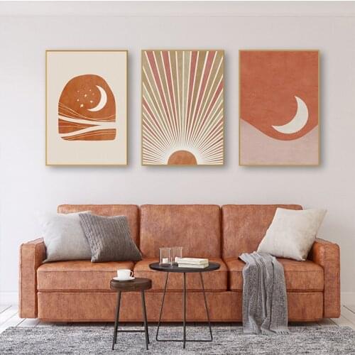 Minimalist Landscape Sun and Moon Canvas Art Paintings Nordic Decoration Home Wall Art Picture for Living Room Posters Prints