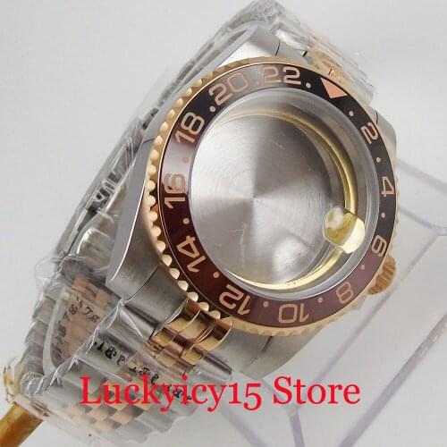 Self Winding 40mm Men Watch Case + Jubilee Band Fit ETA 2836 MIYOTA Movement Sapphire Glass Rotating Bezel