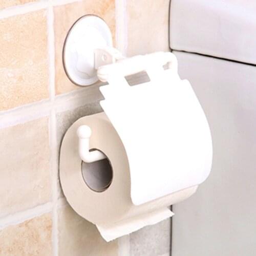 Wall Mounted Sucker Toilet Paper Holder Shelf Tissue Rack Plastic Toilet Roll Paper Tray Paper Towel Rack Bathroom Organizer