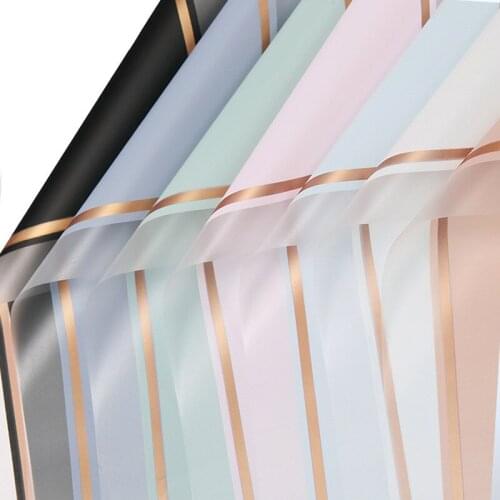 20 Sheets Gold Frame Flower Wrapping Paper Waterproof Flower Packaging Korean Style Florist Bouquet Craft DIY Paper