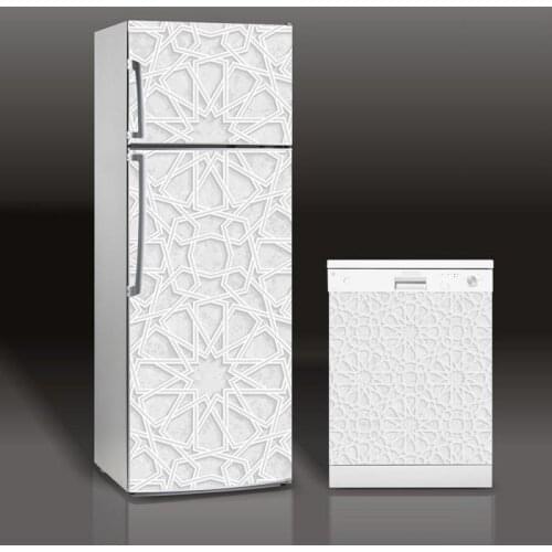 Wholesale 3D Modern White Pattern SelfAdhesive Dishwasher Refrigerator Freeze Sticker Kids Art Fridge Door Cover Wallpaper