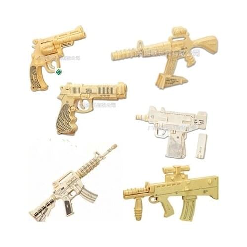 Puzzle Hand Assembled Firearms Simulation Wooden Props Three-dimensional Jigsaw Puzzle 4D Rifle Pistol Guns Toy