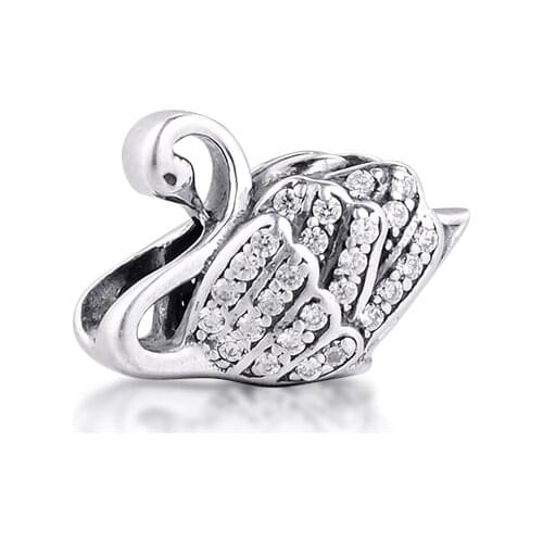Fits Pandora Bracelet Genuine 925 Sterling Silver Majestic Swan Charm Metal Beads for Women DIY Jewelry Making kralen pulseras