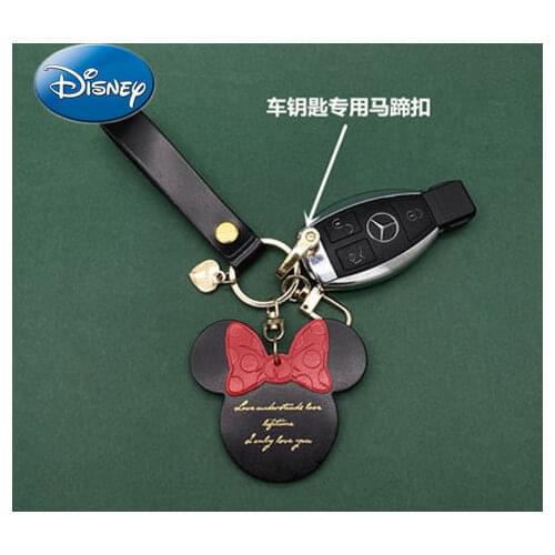 Disney Cartoon Mickey Pendant Accessories Keychain Creative Leather Cute Car Key Pendant Fashion Female High-end Couple Bag