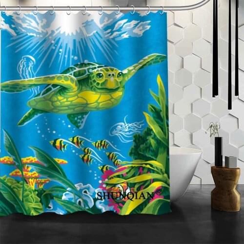 Custom Cartoon turtle Shower Curtain New arrival bathroom Accessories Bath screens Customized curtain
