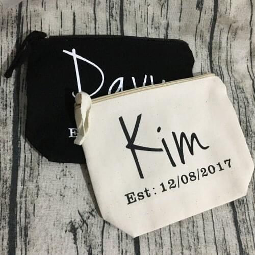 Cutom custom groom bride names makeup toiletry kits bridesmaid wedding Gift Make Up Bags Unique Gift for Bridal Party favors