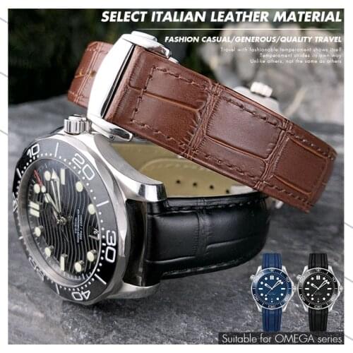 18/19/20/21/22mm Cowhide Watch Strap Watchband Genuine Leather Mens belt for Watch for Omega Seamaster 300 Speedmaster DE VILLE