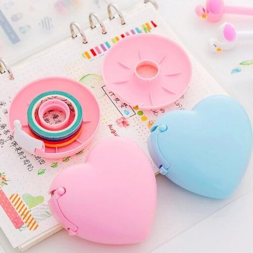 1 Set Candy Color Masking Tape Cutter Design Of Love Heart Shape Washi Tape Cutter Office Tape Dispenser School Supply