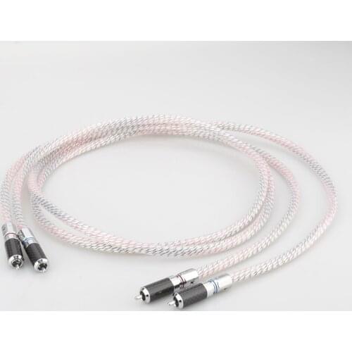Pair Nordost Valhalla 7N silver plated audio RCA interconnect cable with Carbon fiber RCA plug connector