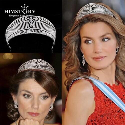 Himstory Spanish Royal Queen Princess Cubic Tiaras Crown Wedding Dress Headband Party Bonquet Evening Dress Hair Accessories