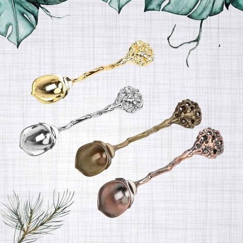 Table Decoration Flatware Royal Style Home Kitchen Carved Small Coffee Spoon Dessert Spoon Alloy Vintage