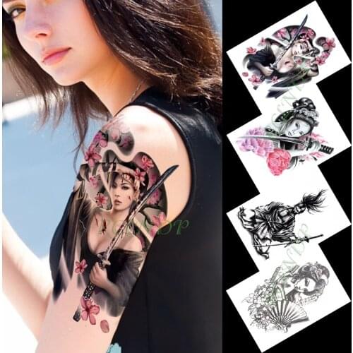 Waterproof Temporary Tattoo Sticker Japanese style sexy girl sword sakura animal tatto flash tatoo fake tattoos for men women