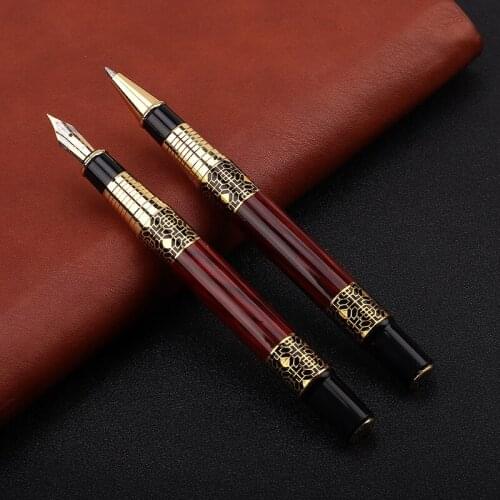 High quality Golden carving Mahogany Business office School student office Supplies Fountain Pen New Ink pen ink pen