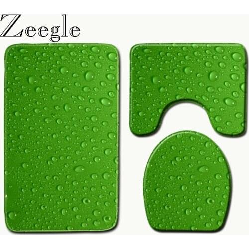 Zeegle Printed Shower Mat Non Slip Bathroom Carpet Toilet Lid Cover Bath Floor Mats Microfiber Toilet Rugs Memory Foam Bath Rug