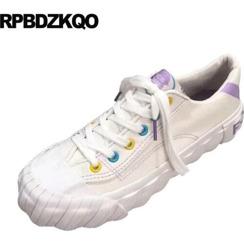 Designer sneakers china lace up purple flats women ladies round toe leisure trainers breathable casual white plain canvas shoes
