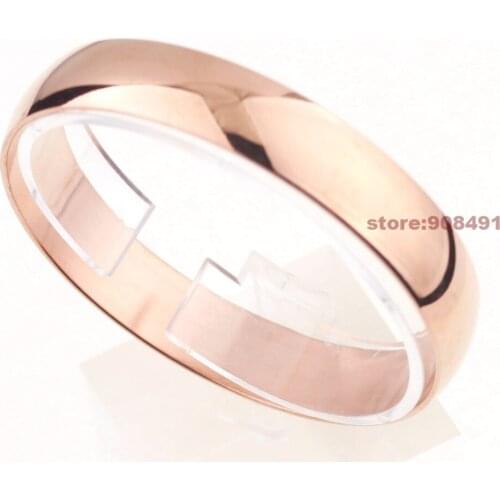 New Arrive Womens Fashion Rose Gold Stainless Steel Wide Round Bangle 12mm