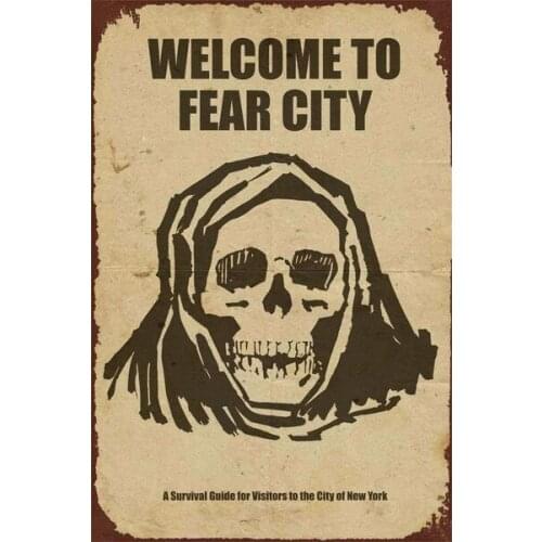 Welcome To Fear City Tin Sign art wall decoration,vintage aluminum retro metal sign,iron painting