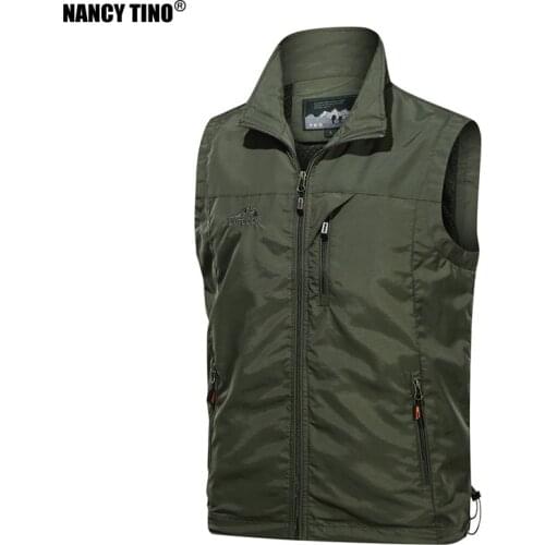 NANCY TINO Outdoor Quick Dry Vest Spring and Autumn Mens Casual Photography Fishing Multi-pocket Jacket Tooling Large Size Top