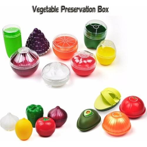 1pc Cute Kitchen Vegetable Fruits Green Pepper Crisper Food Containers Lemon Tomatoes Onion Shaped Plastic Fresh Storage Box