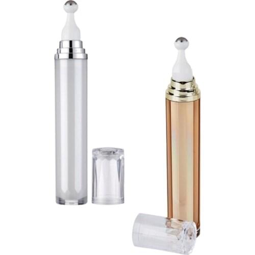 2Pcs 20ml Roller Ball Bottles Eye Cream Rolling Bottles Cosmetics Container (Golden, White)