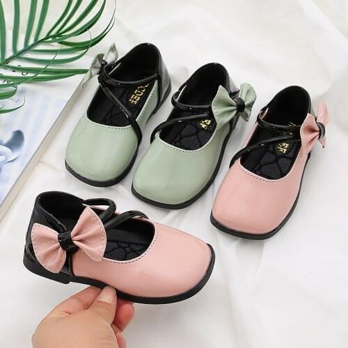 2021 Spring Fashion Toddler Bow Leather Shoes Kids Dress Little Baby Girls Party Shoes For Princess Child 1 2 3 4 5 6 Years Old