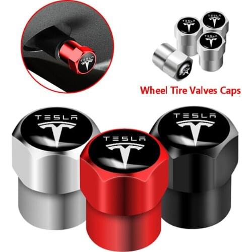 4Pcs 3D Metal Car Wheel Tire Valves Caps Waterproof And Dustproof Valve Caps Accessories For Tesla Model 3 Model X Model S