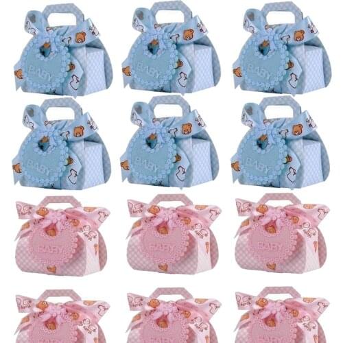 6pcs Candy Box gift bag boy girl Baby Shower Gender Reveal Christening Baptism first 1st birthday Party decoration Favor Gift