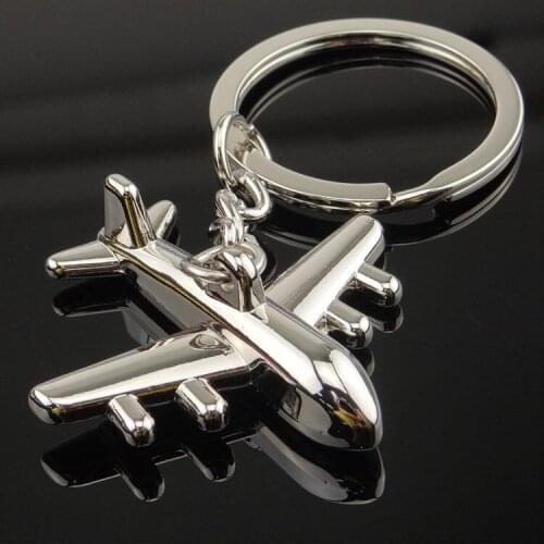 200pcs New Zinc Alloy 3D Airplane Model Key chains Metal Novelty Plane Key rings Creative Gift For Friends WA1952