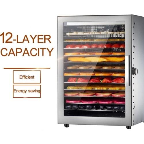 Food Meat Dehydrator Air Dryer Fruit Snacks Dried Fruit And Vegetable Dryer Stainless Steel Commercial Household 12 Layers