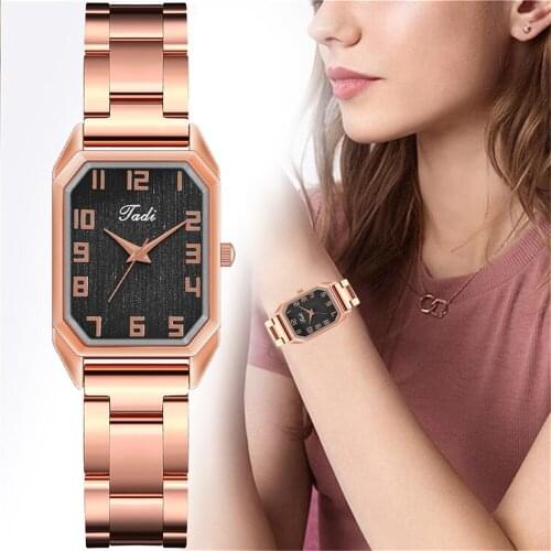 Women Simple Rectangle Arabic Numbers Watches Luxury Rose Gold Quartz Watches Gift Clock Reloj Mujer Relogio Feminino
