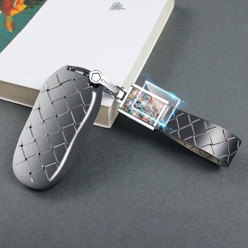 For Tesla MODEL X 3 Car Key Case Cover Soft case protection with Crystal diamond keychain ring Soft glue Woven pattern shell