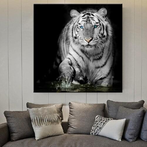 Unframed White Tiger Paint On Canvas Paintings Home Decor for Living Room Decoration White Tiger Modern Animal Picture Wall Art