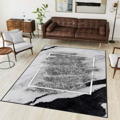 Glitter pattern living room carpet, silver, gold, bed room rug, marble pattern mat, black and white