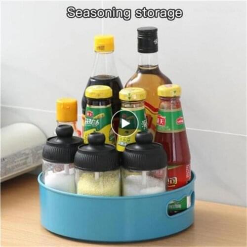 Kitchen Jar Holder Storage Box 360 Rotating Round Spice Storage Trays Rack Tray Turntable Multifunction Organizer Kitchen Tool