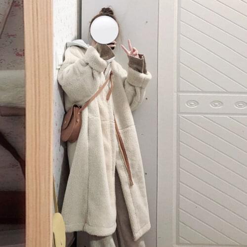 Bella Faux Lamb Wool Cotton-Padded Jacket Women 2021 New Winter Chic Long Jacket Thickened Korean Style Baggy Coat Outwears