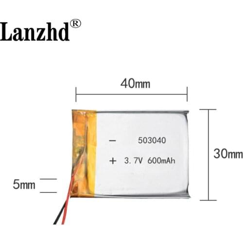 50pcs 503040 3.7v 600mAh Lithium Li-ion Polymer Battery For MP3 MP4 GPS DVD DVR Recorder Headset Speaker power bank Cell