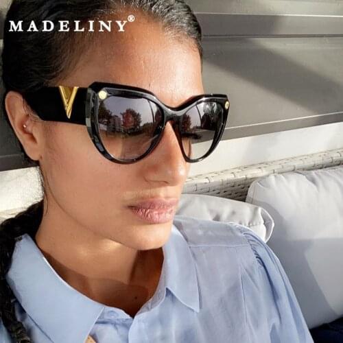 MADELINY Luxury Cat Eye Sunglasses Ladies Classic Brand Designer Retro Sun Glasses Women Sexy Eyewear Unisex Shades MA403