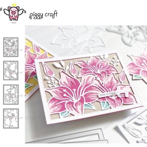 Piggy Craft metal cutting dies cut die mold Flower leaf frame Scrapbook paper craft knife mould blade punch stencils dies